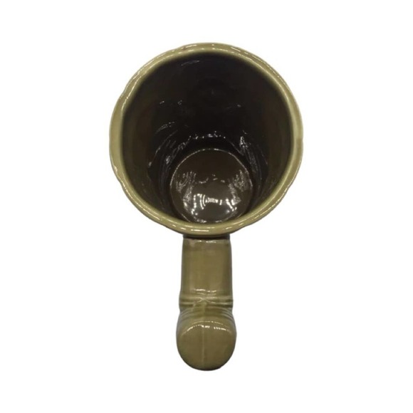 Island Heritage Tall 6 inches Ceramic Tiki Mug Cup Green Face Tribal with Handle - Picture 4 of 5